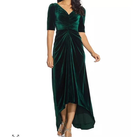Adrianna Papell Plus
Ruched Velvet High Low Gown size 12 - Picture 1 of 16